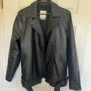 Abercrombie black leather jacket size L